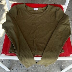 Garage Olive Green Crew Neck Sweater